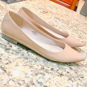 ASOS Lost Pointed Toe Flats in Nude
